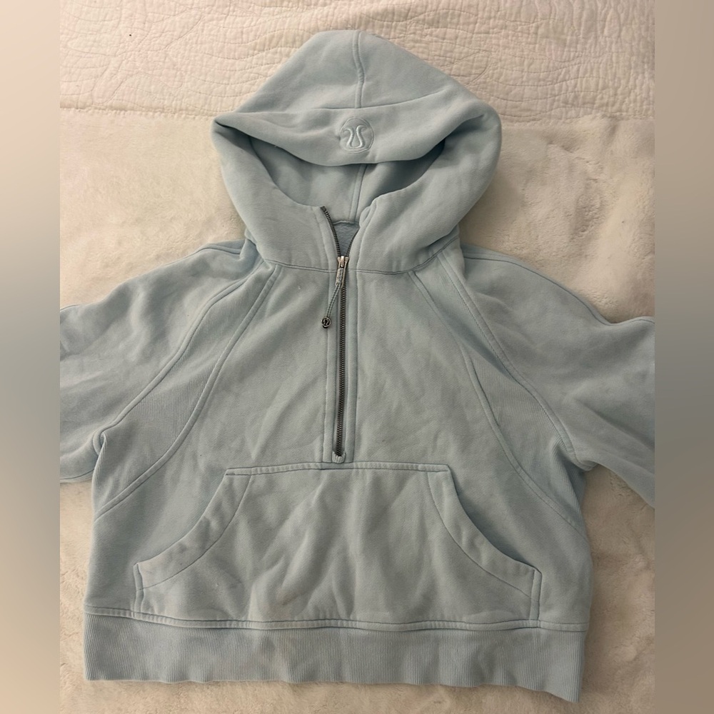Lululemon Light Blue Crop Half Zip Scuba
